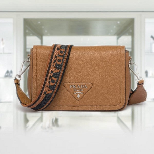 Prad_a Flou Shoulder Bag With OG Box & Dust Bag Tan