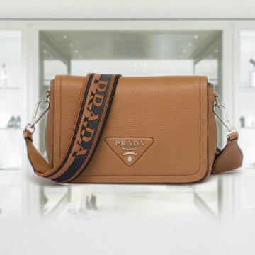 Prad_a Flou Shoulder Bag With OG Box & Dust Bag Tan