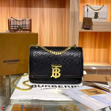 Burberr_y TB Monogram Quilted Shoulder Bag With OG Box & Dust Bag (Black)