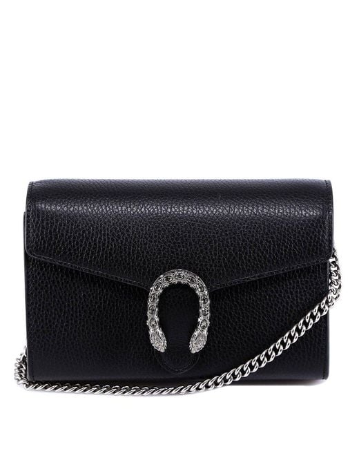 Gucc_i Black Leather Mini Dionysus Shoulder Bag