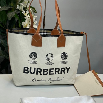 Burberr_y London canvas leather tote bag with dust bag